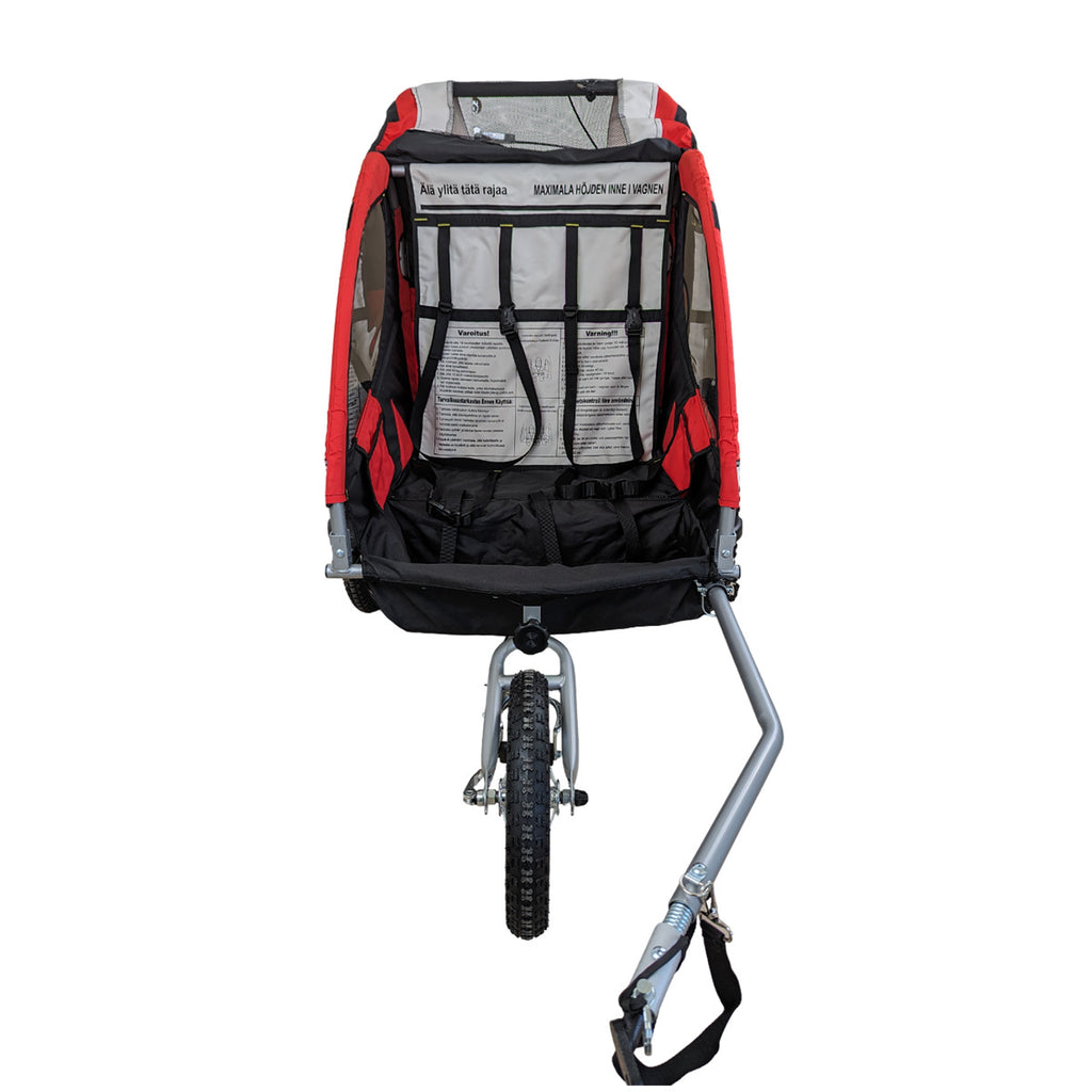 Polkupyörän peräkärry 1–2 lapselle – 2-in-1, 40 kg, 5-pistevaljaat