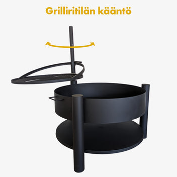 Utomhusgrill 80 x 80 cm – 60 cm grillgaller, 2 mm stål, svart