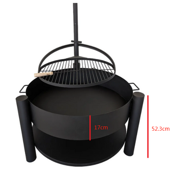 Utomhusgrill 80 x 80 cm – 60 cm grillgaller, 2 mm stål, svart