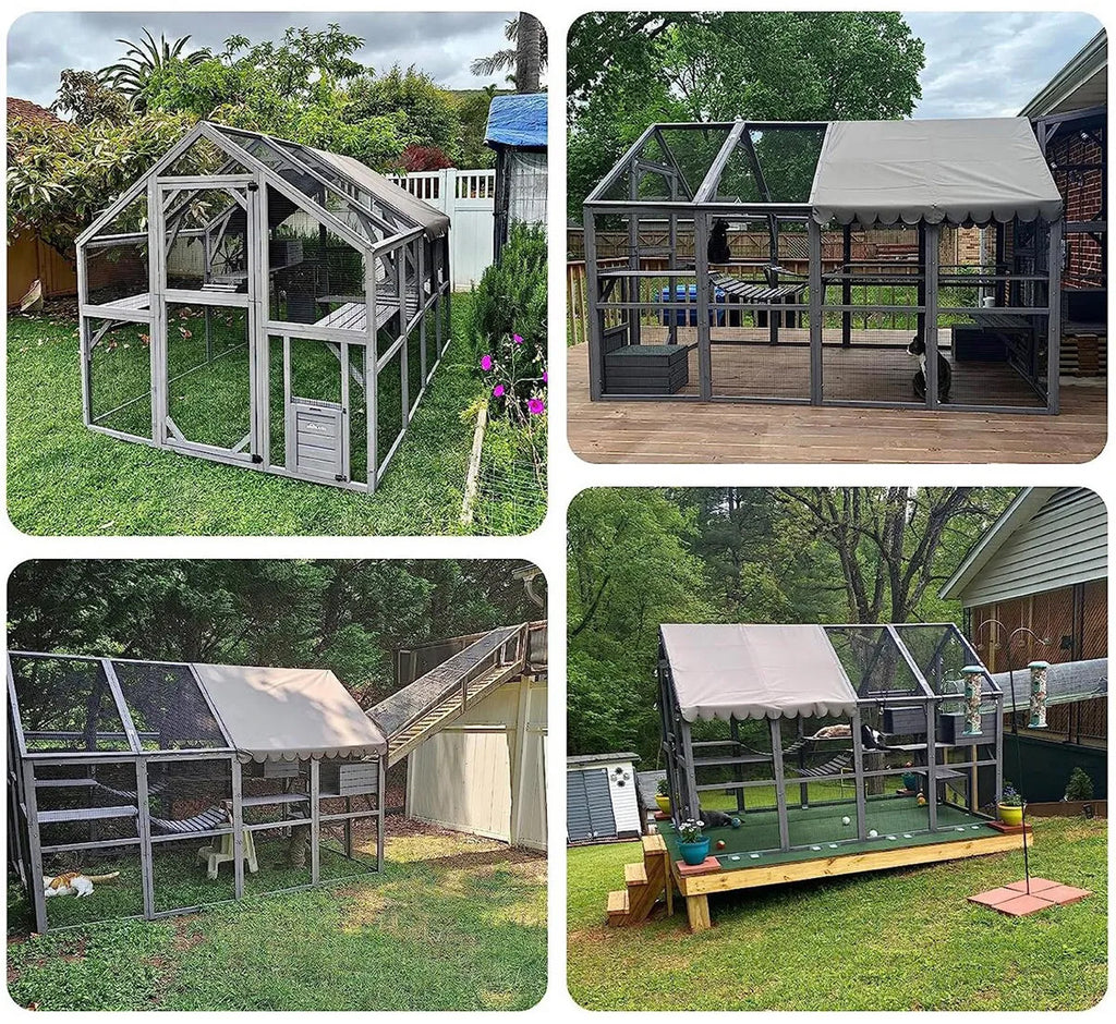 OUTLET! POHJOLA LEMMIKKITARVIKE Kissatalo 280 x 187 x 187 cm, Kuusipuuta, Harmaa - B-laatu, lue tuotekuvaus!