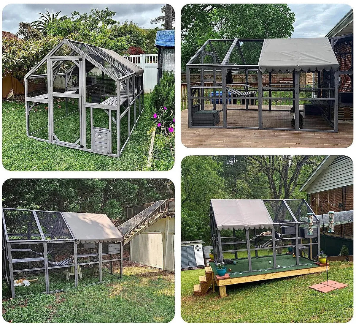 OUTLET! POHJOLA LEMMIKKITARVIKE Kissatalo 280 x 187 x 187 cm, Kuusipuuta, Harmaa - B-laatu, lue tuotekuvaus!