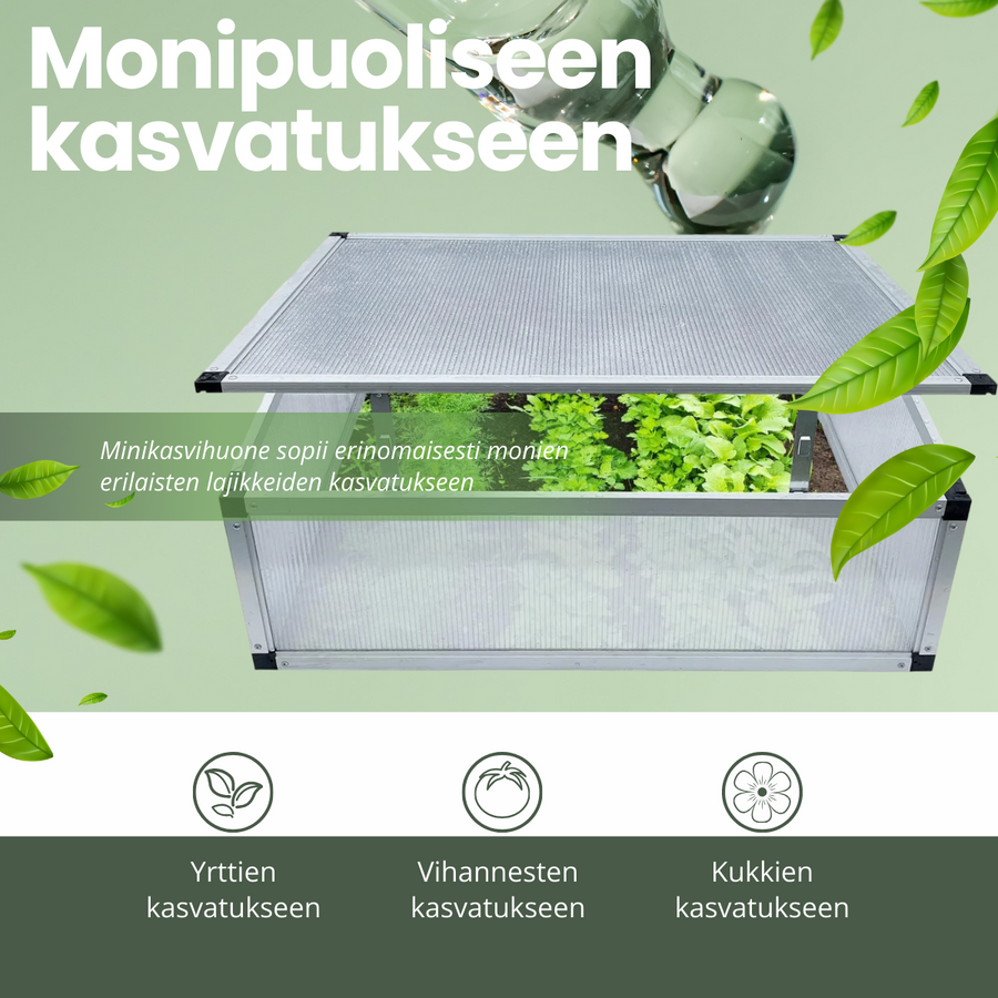 Miniväxthus 78 x 58 x 30 cm – öppningsbart lock, 4 mm polykarbonat