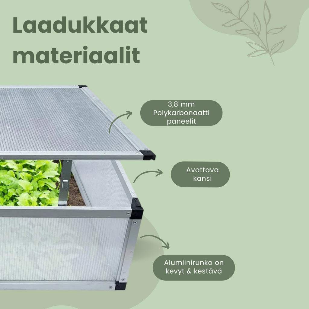 POHJOLA GARDEN Minikasvihuone / kasvatuslaatikko L 78 x 58 x 30cm, harmaa