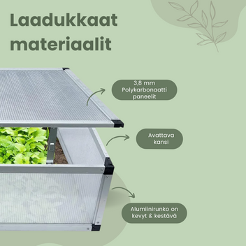 Miniväxthus 78 x 58 x 30 cm – öppningsbart lock, 4 mm polykarbonat