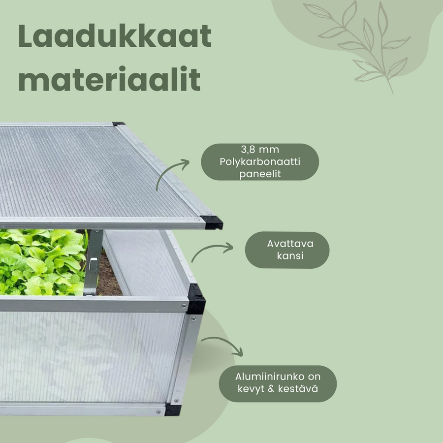 Miniväxthus 78 x 58 x 30 cm – öppningsbart lock, 4 mm polykarbonat