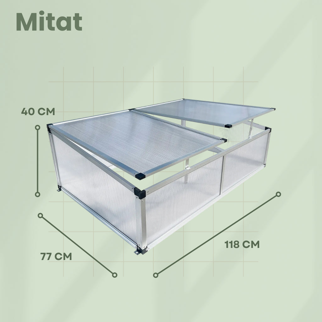 POHJOLA GARDEN Minikasvihuone / kasvatuslaatikko XL 118 x 77 x 40cm, harmaa