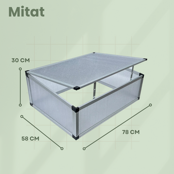 Miniväxthus 78 x 58 x 30 cm – öppningsbart lock, 4 mm polykarbonat