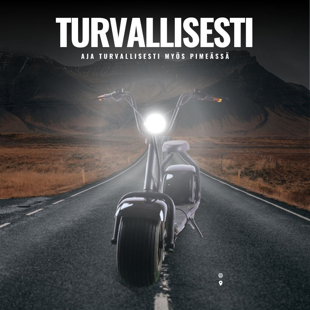 POHJOLA MOTORS 1000W Sähköskootteri 25km/h, Tehoakulla / Sähkö cruiser 2.0 Luxus, Musta