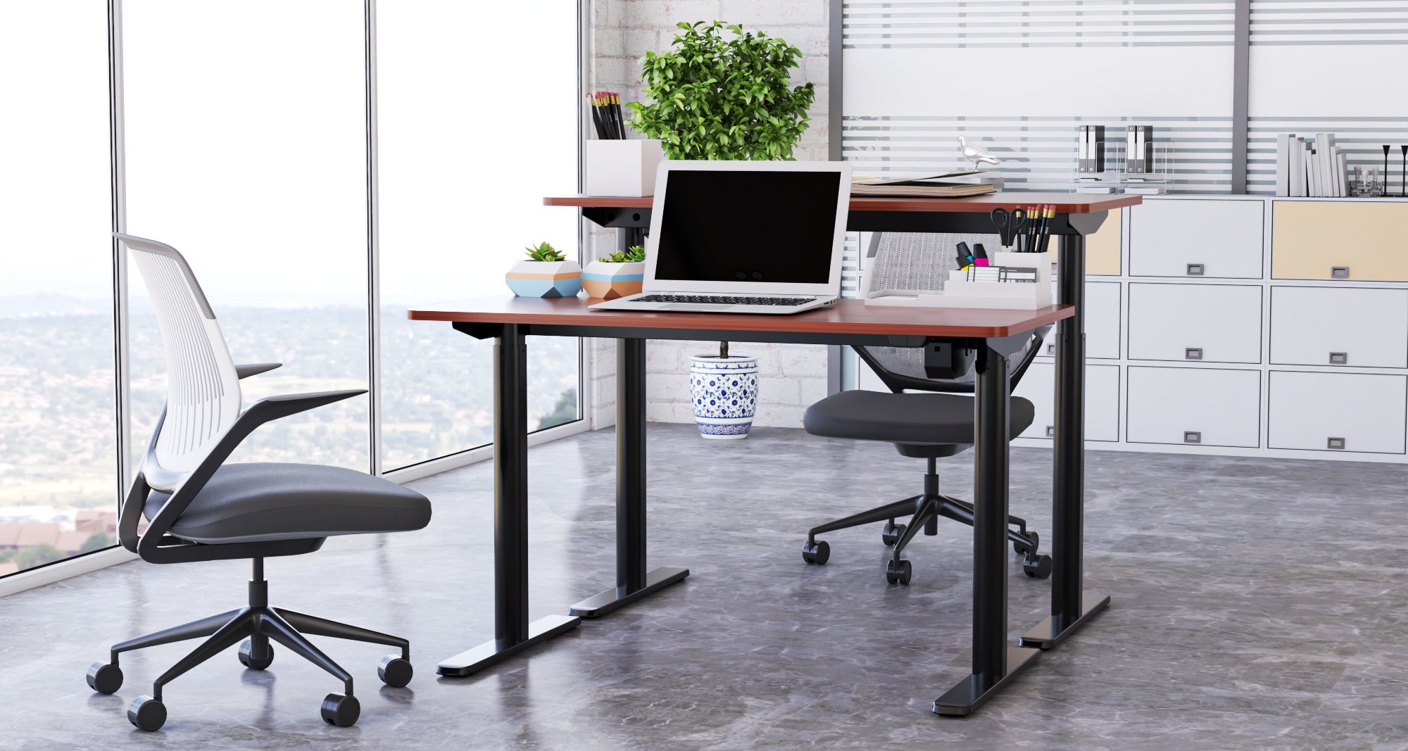 Pohjola Indoor Sähköpöytä 120x60, Musta, 72 - 117 cm korkeus