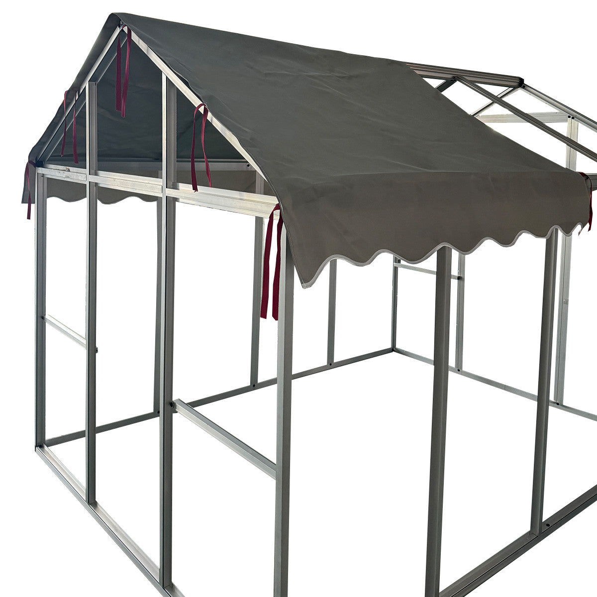 Kattkoja 242 x 178 x 187 cm – aluminiumram, galvaniserat järntrådsnät, presenningstak