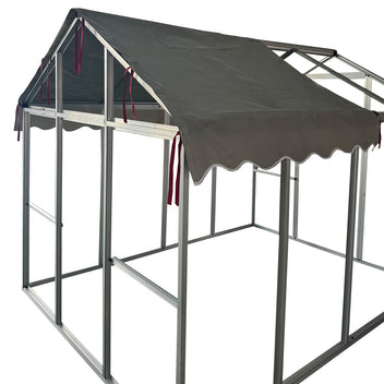 Kissatalo 242 x 178 x 187 cm – alumiinirunko, galvanoitu rautaverkko, pressukatto