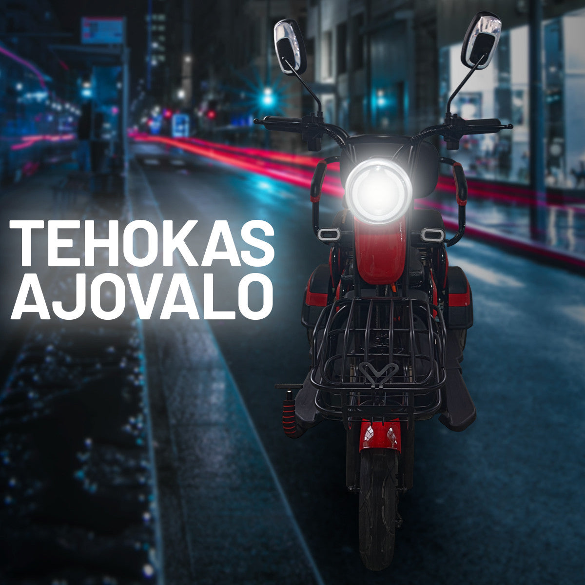 POHJOLA MOTORS Senioriskootteri 1000W etukorilla, 25km/h, 48V20AH, Punainen