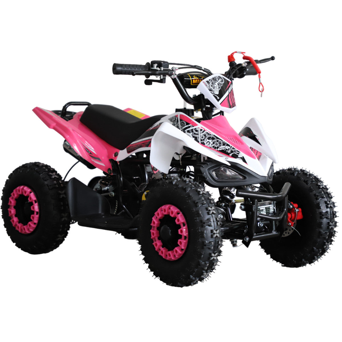 Barnmönster 49cc – justerbar hastighet, automatväxel, skivbromsar, rosa