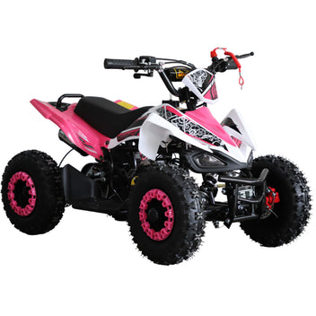 Barnmönster 49cc – justerbar hastighet, automatväxel, skivbromsar, rosa