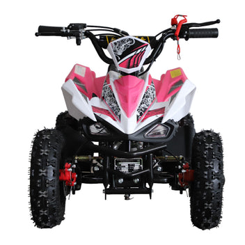 Barnmönster 49cc – justerbar hastighet, automatväxel, skivbromsar, rosa