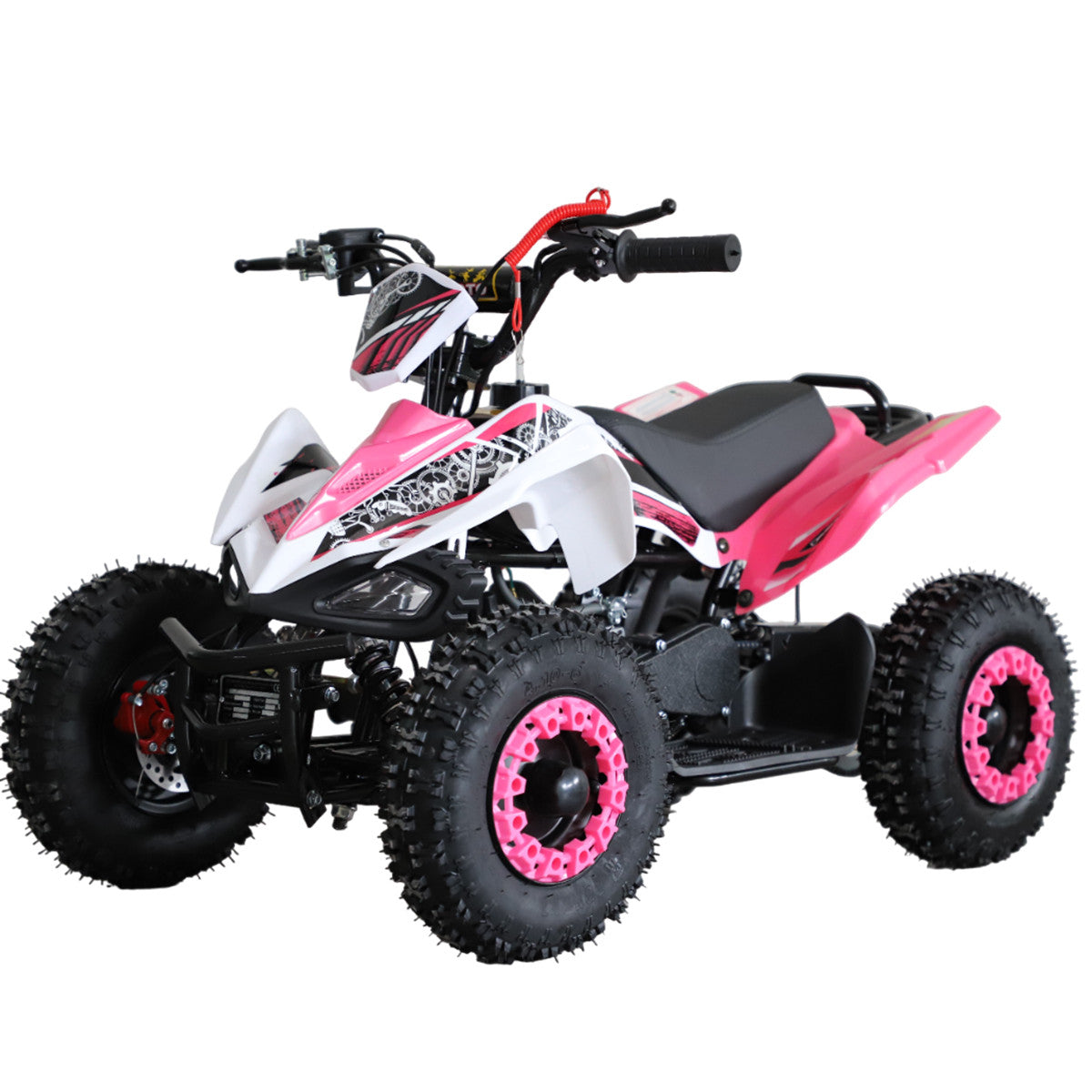 Barnmönster 49cc – justerbar hastighet, automatväxel, skivbromsar, rosa