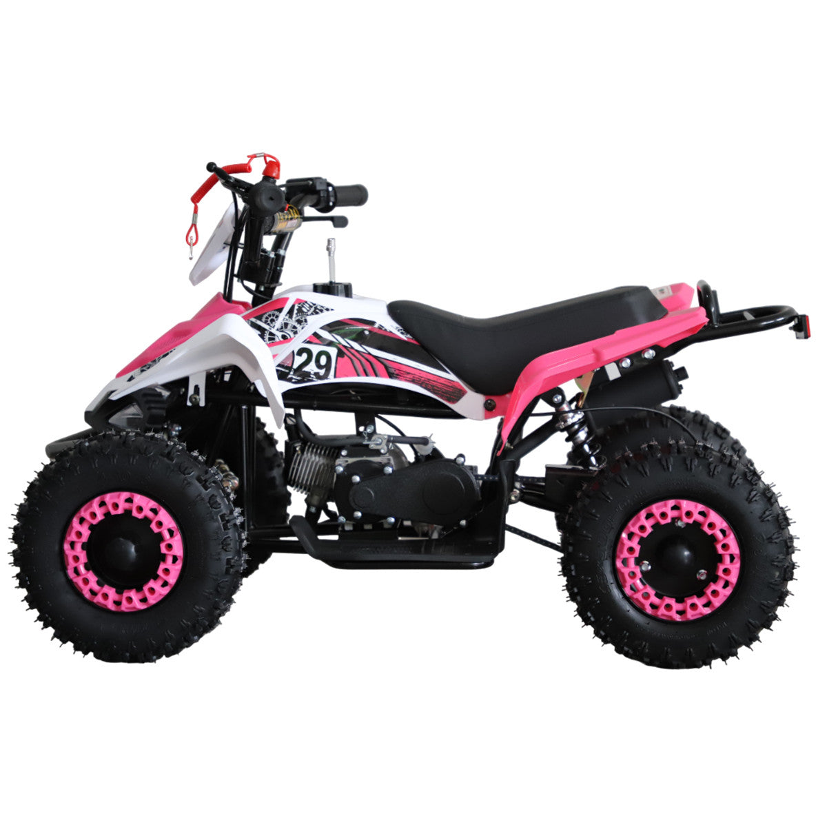 Barnmönster 49cc – justerbar hastighet, automatväxel, skivbromsar, rosa