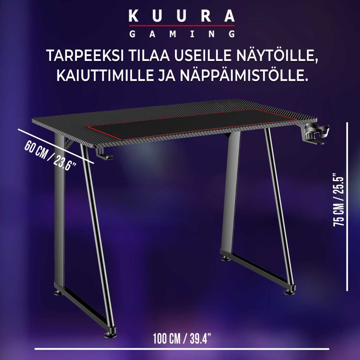 Gaming Pelipöytä 100X60 Cm
