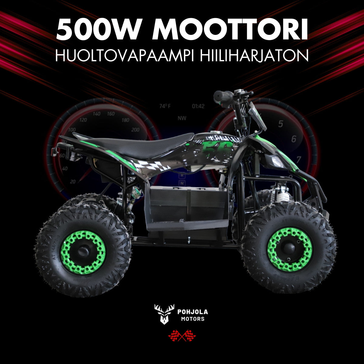 Elektrisk miniatyrtraktor 500 W – borstlös motor, 70 kg, 4 x 12V/20Ah