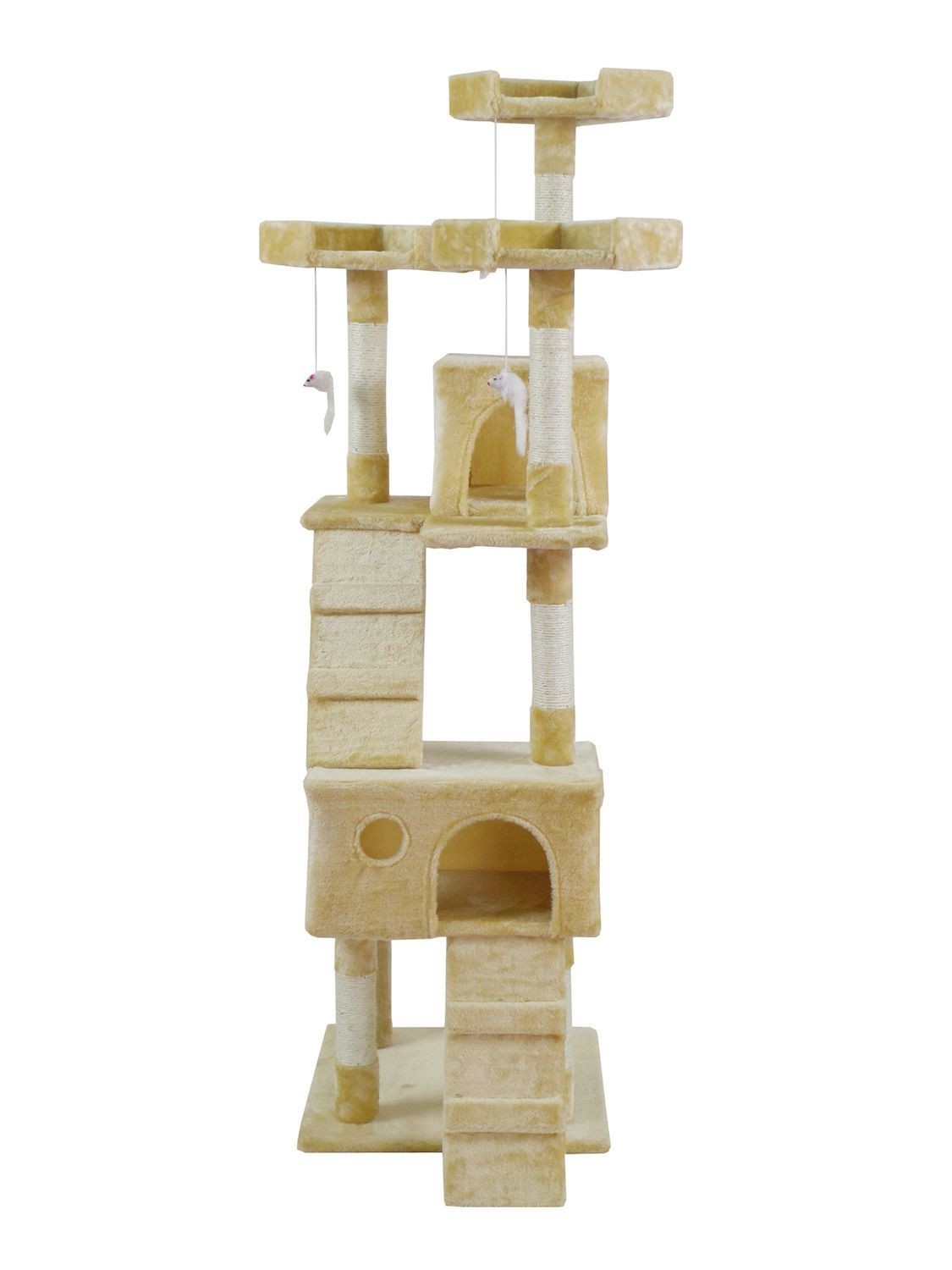 Kattklösbräda 170 cm – 2 grottor, 3 nivåer, beige