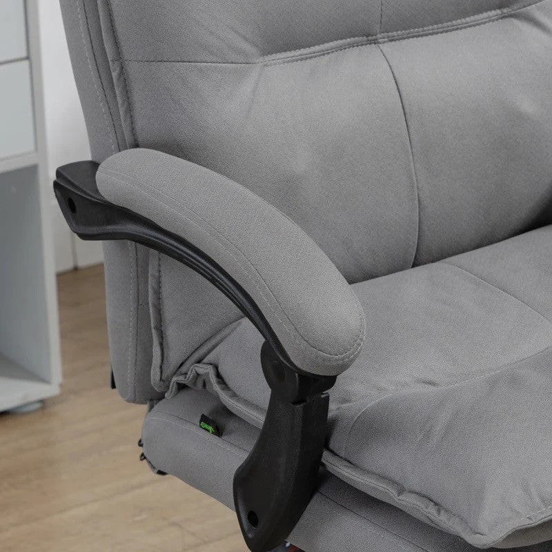 Kontorsstol med massagefunktion, värmefunktion, fjärrkontroll, utdragbart fotstöd, lutbar, grå