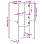 Arkistokaappi valkoinen 60x32x115 cm tekninen puu