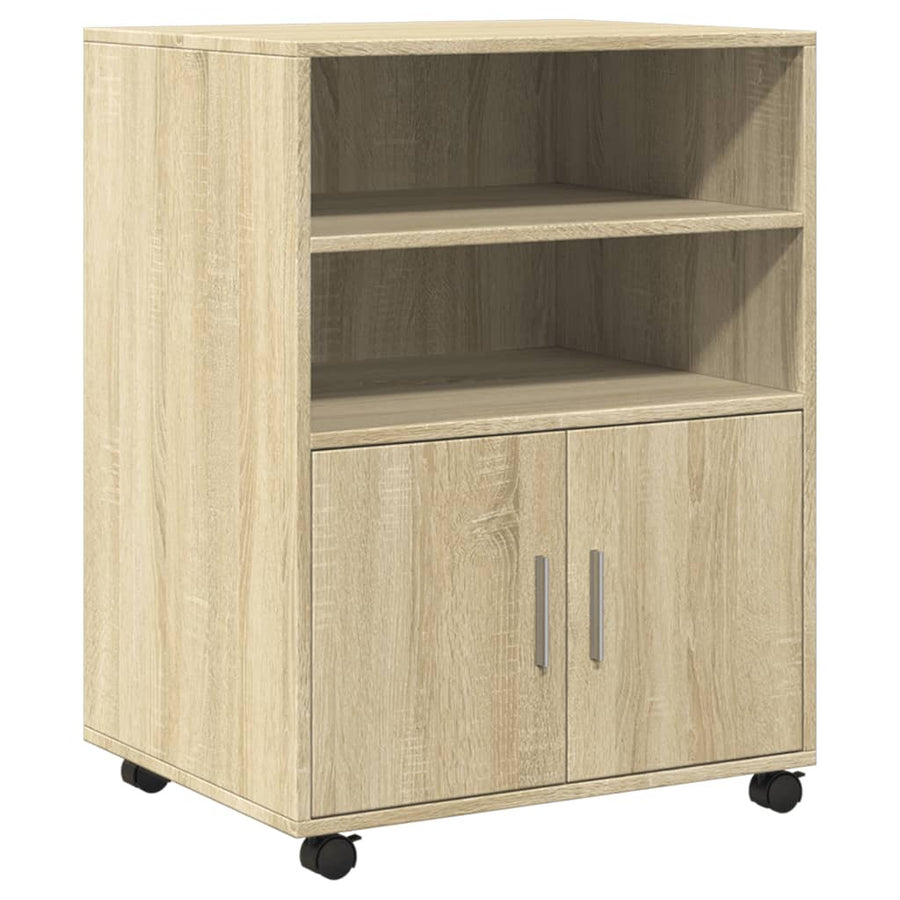 Skåp med hjul Sonoma ek 60x48x81 cm spånskiva