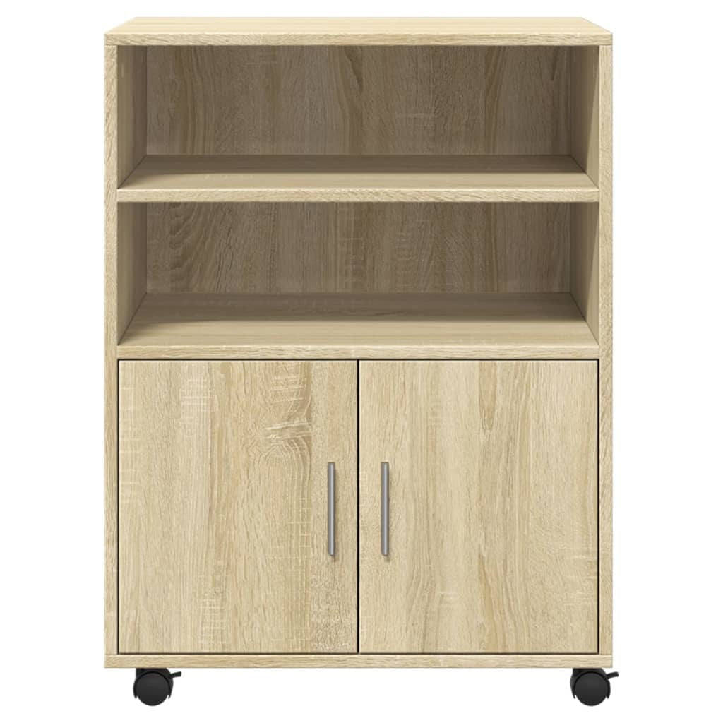 Skåp med hjul Sonoma ek 60x48x81 cm spånskiva