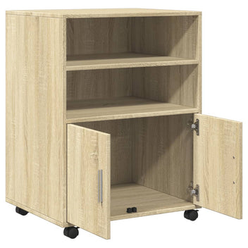 Skåp med hjul Sonoma ek 60x48x81 cm spånskiva