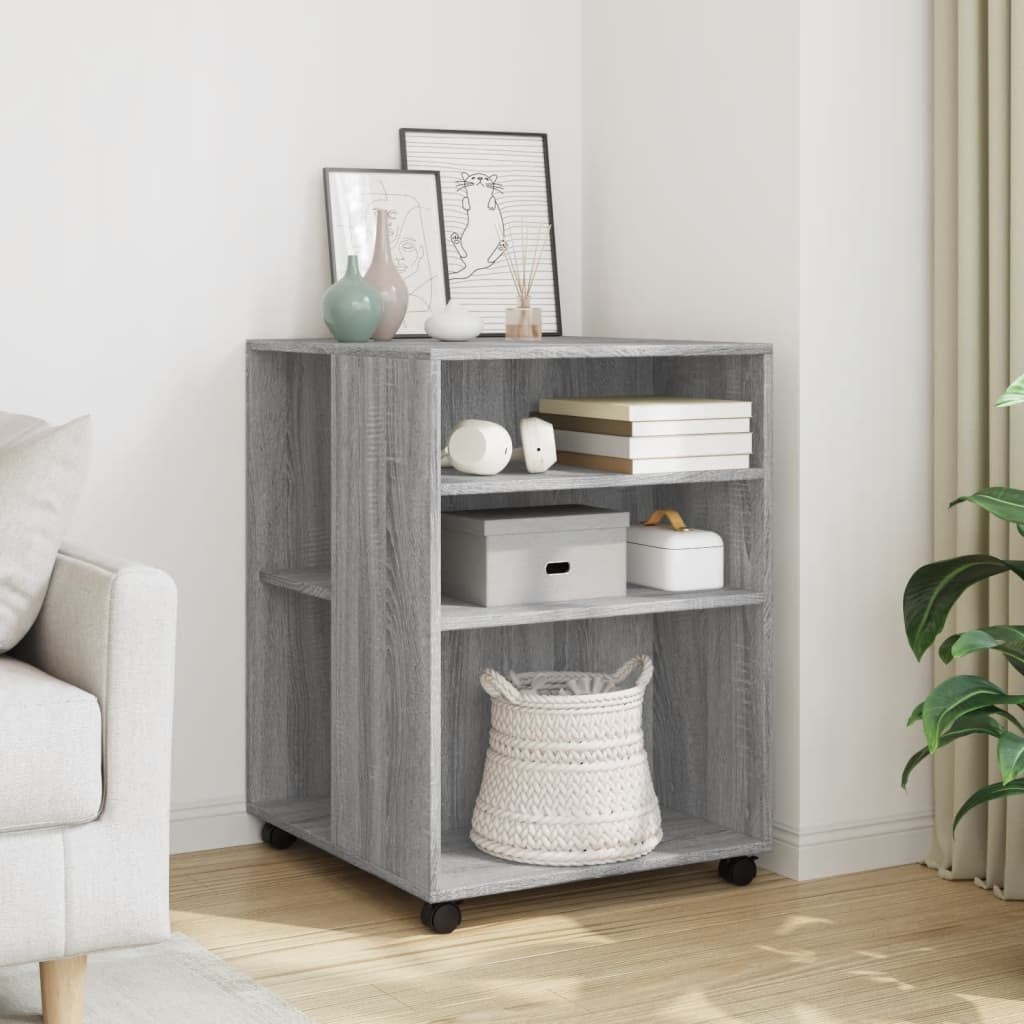 Sidobord med hjul, grått Sonoma 55x60x78 cm teknisk trä