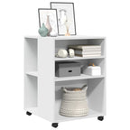 Sivupöytä pyörillä valkoinen 55x60x78 cm tekninen puu