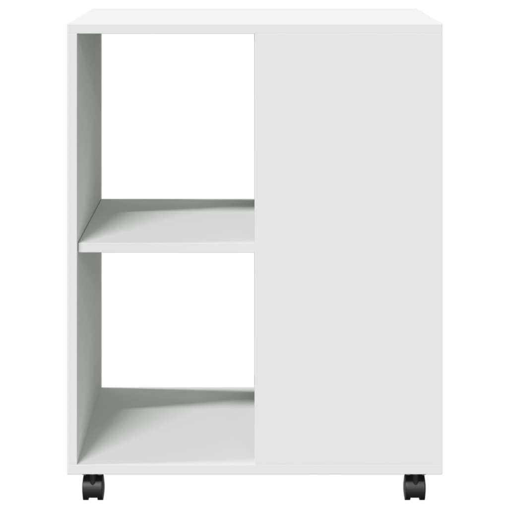 Sidobord med hjul, vitt, 55x60x78 cm, teknisk trä