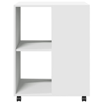 Sidobord med hjul, vitt, 55x60x78 cm, teknisk trä