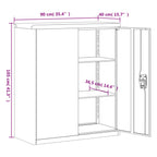 Arkistokaappi vaaleanharmaa 90x40x105 cm teräs