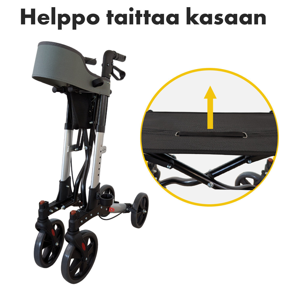 Aune Rollator för inomhus- och utomhusbruk, lätt, röd