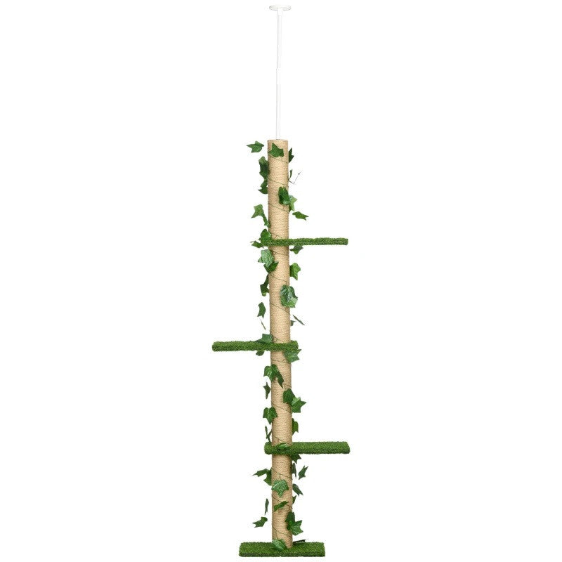 Höjdjusterbar klösstolpe 202–242 cm, spånskiva, grön/gul