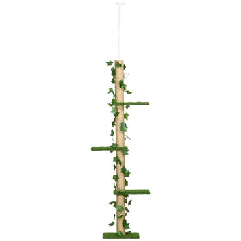 Höjdjusterbar klösstolpe 202–242 cm, spånskiva, grön/gul