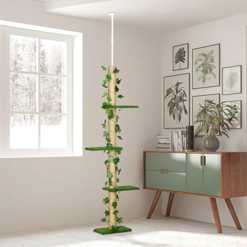 Höjdjusterbar klösstolpe 202–242 cm, spånskiva, grön/gul