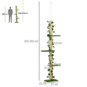 Höjdjusterbar klösstolpe 202–242 cm, spånskiva, grön/gul