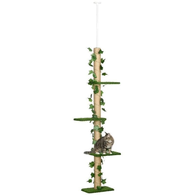 Höjdjusterbar klösstolpe 202–242 cm, spånskiva, grön/gul