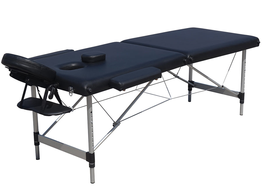 Massagebänk 185 x 60 cm – 2 zoner, aluminiumram, bärkraft 225 kg