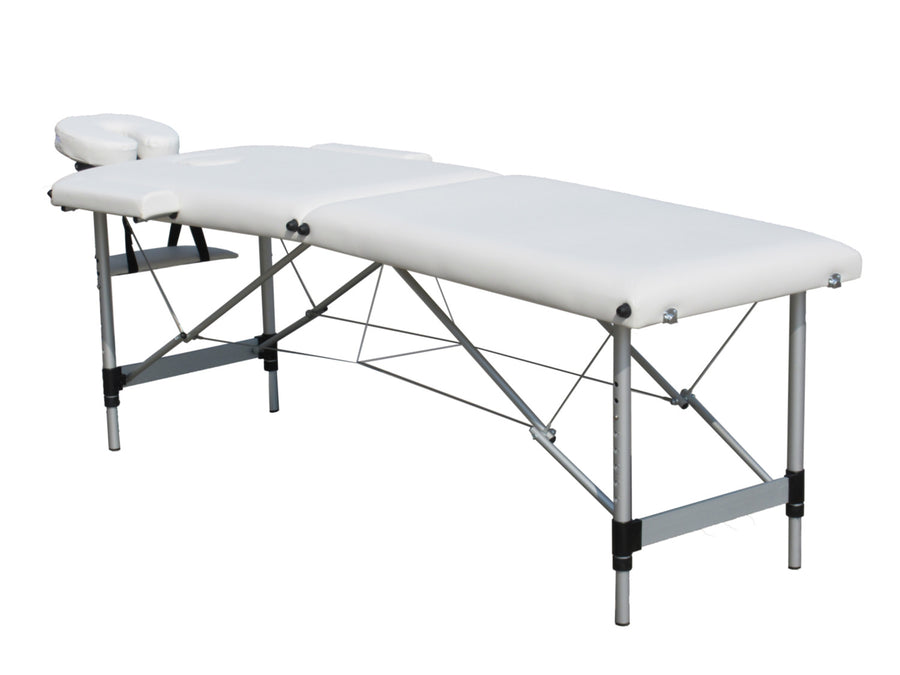 Hopfällbar massagebänk 185 x 60 cm – 2 zoner, 225 kg, vit