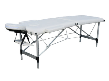 Hopfällbar massagebänk 185 x 60 cm – 2 zoner, 225 kg, vit