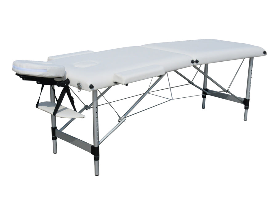 Hopfällbar massagebänk 185 x 60 cm – 2 zoner, 225 kg, vit