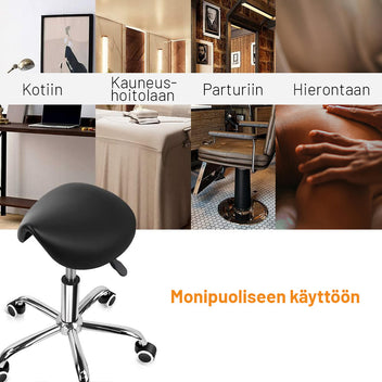 Sadelstol – höjdjustering 48–61,5 cm, bärkraft 150 kg, med hjul