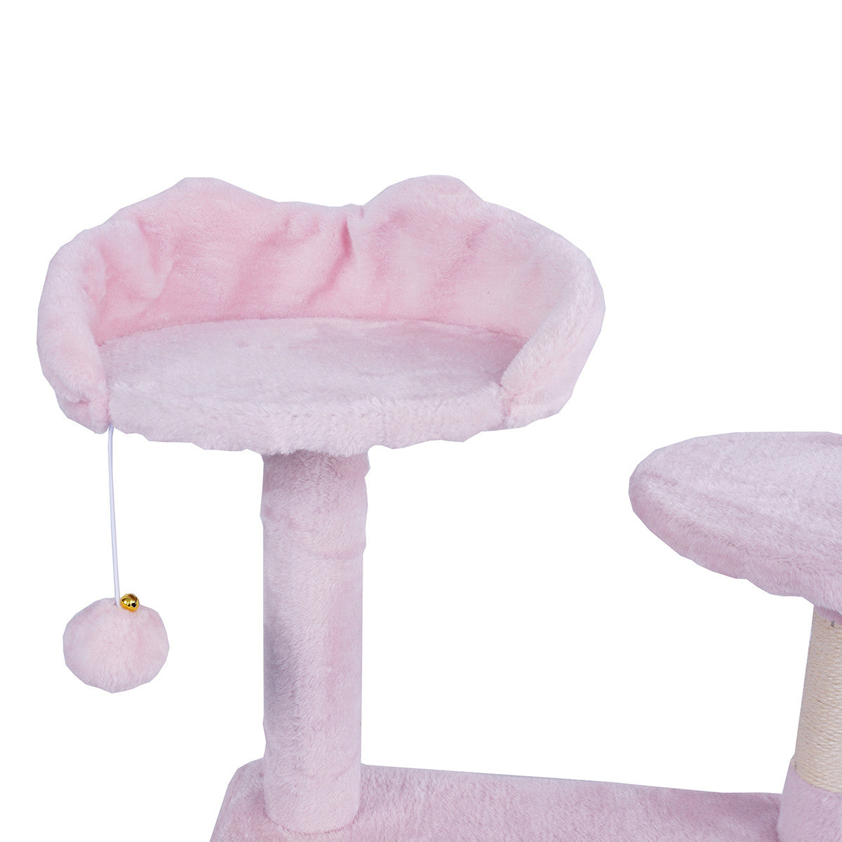 Kissan raapimispuu 138,5 cm – kaksi mökkiä, sisal-tolpat, pinkki
