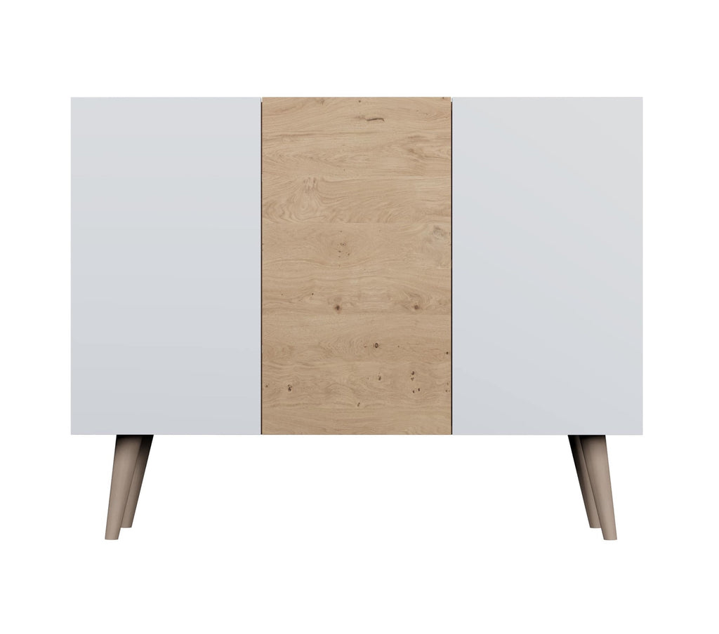 Kocot Toronto senkki 120cm, 3 kaappia, säädettävä hyllykorkeus, valkoinen/beige