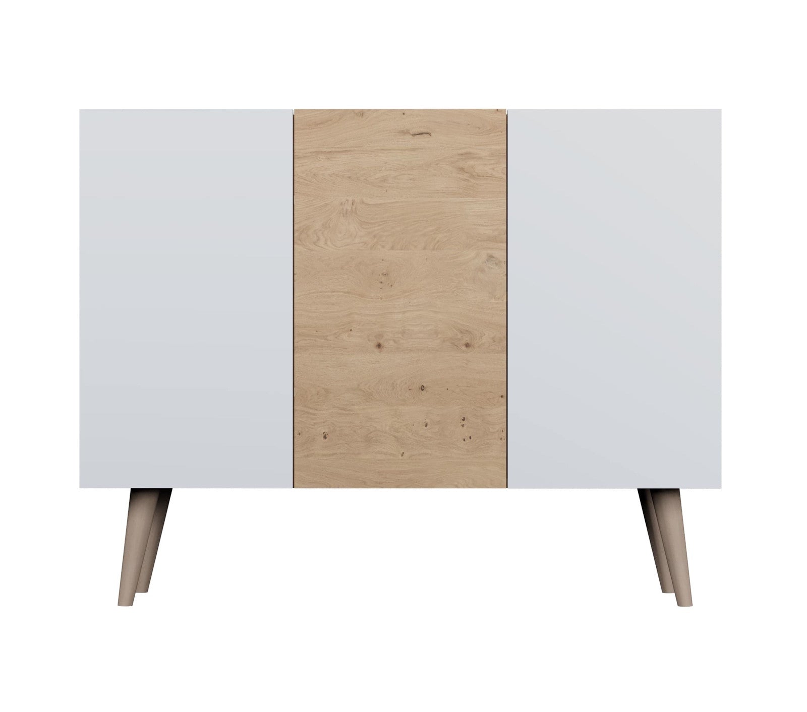 Kocot Toronto senkki 120cm, 3 kaappia, säädettävä hyllykorkeus, valkoinen/beige