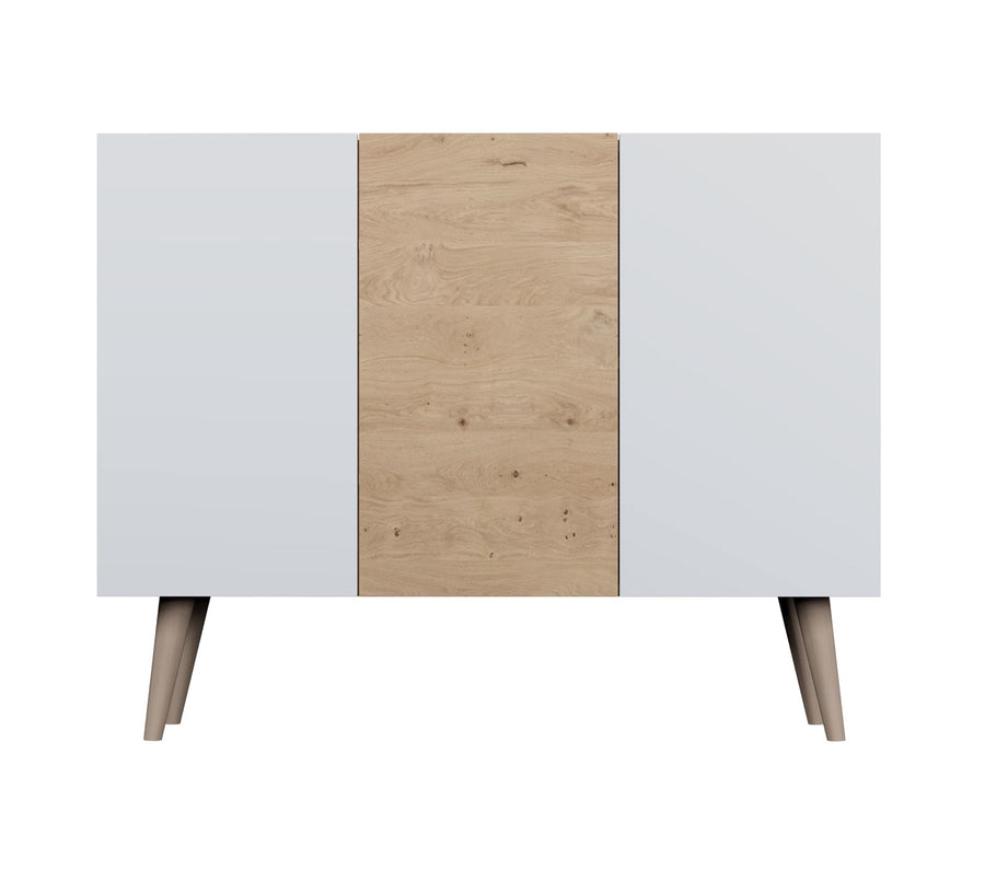 Kocot Toronto senkki 120cm, 3 kaappia, säädettävä hyllykorkeus, valkoinen/beige