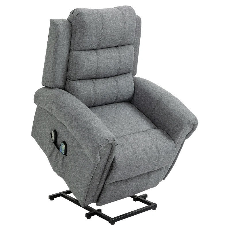 Liggande massagestol med värmefunktion, linne, grå 90 x 91 x 106 cm
